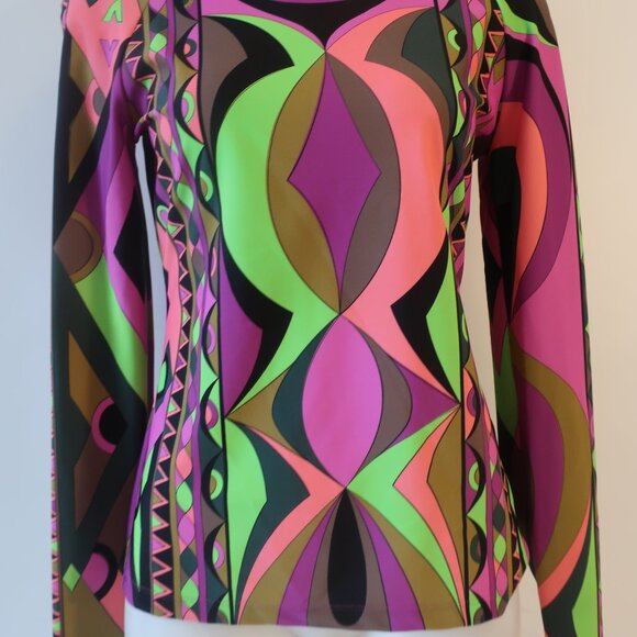 Womens Emilio Pucci Multicolor Print Top XL - Picture 3 of 8